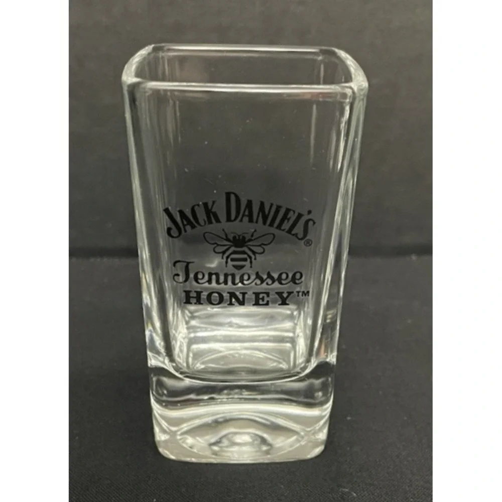 Jack Daniel's Shot Glass Set 4 Square Barware 2 oz Tennessee Honey Old No 7 Fire